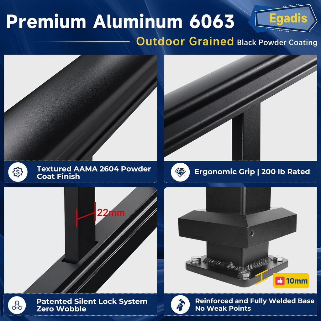 Aluminum Stair Railing Kit, 42 in x 4 ft Black T9391