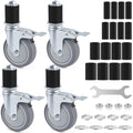 4 Inch Heavy Duty Expanding Stem Caster Wheels Set with Brake J43725