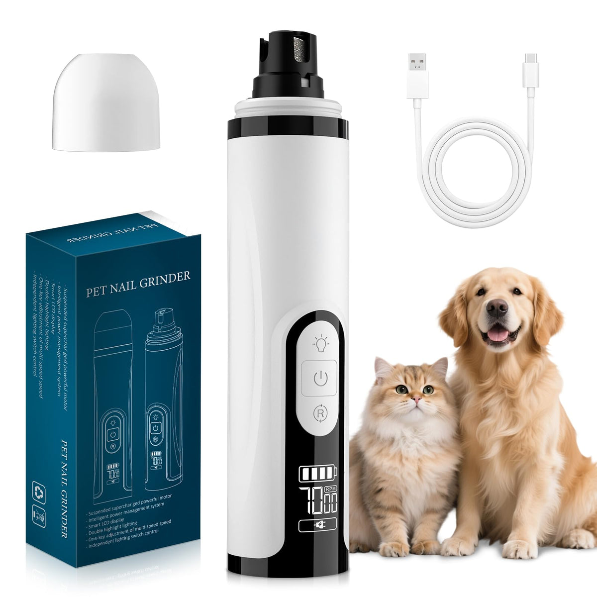 Quiet Dog Nail Grinder with Guard & 2 LED Lights L564