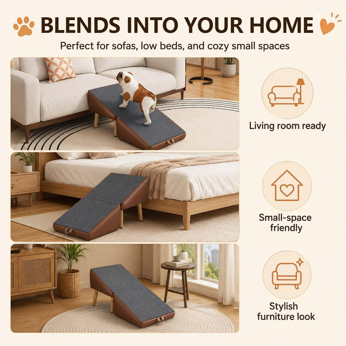 16" H Foldable Wooden Pet Stairs R61958