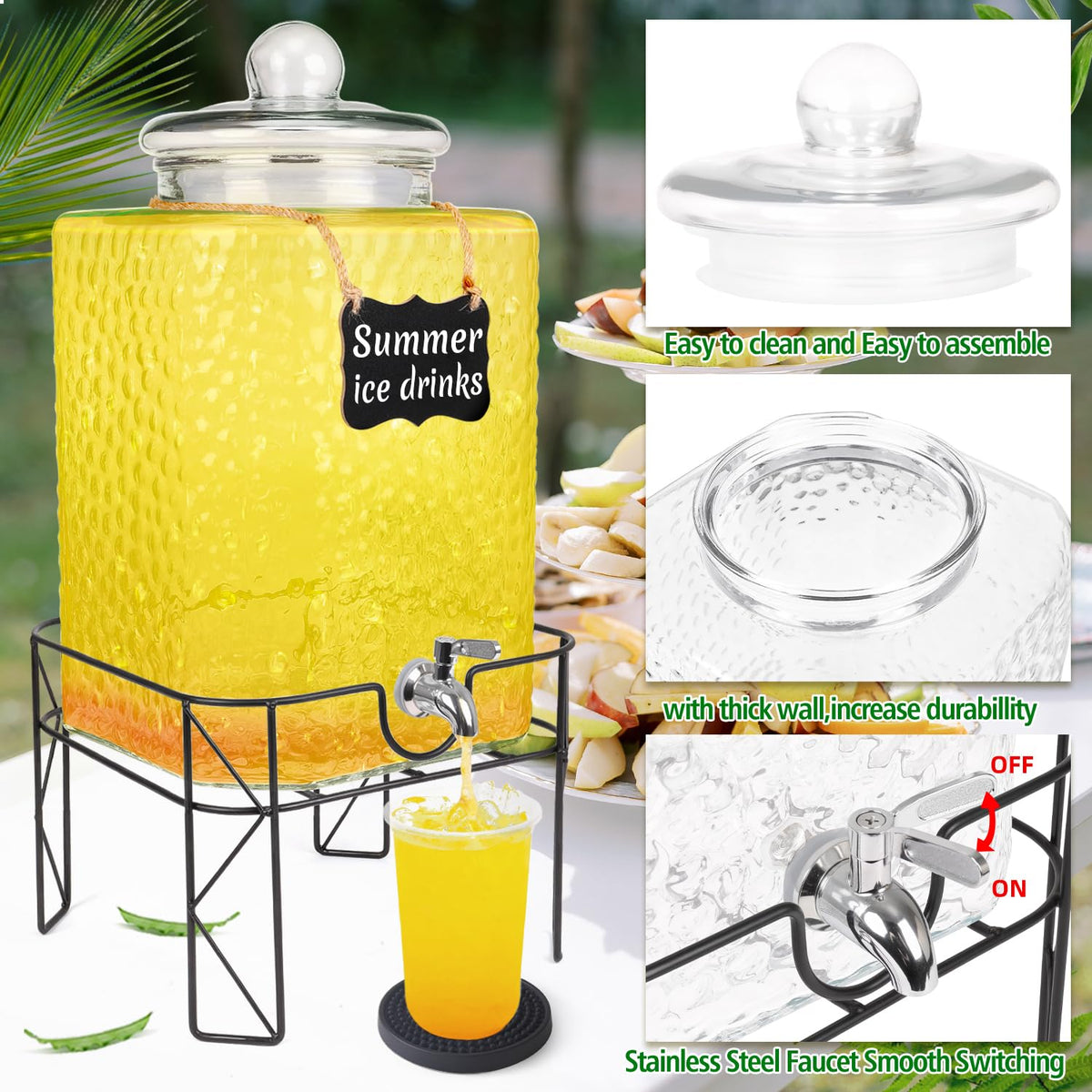 4.6 Gallon Glass Beverage Dispenser with Stand W7539