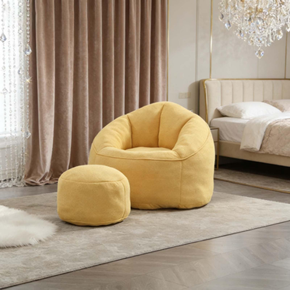 Memory Foam Bean Bag Chair with Ottoman W9056
