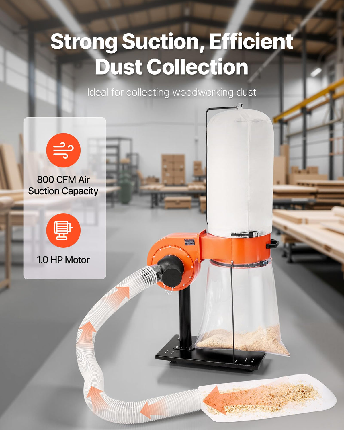 800 CFM 2.5 Micron 1HP 16-Gallon Dust Collector Z253