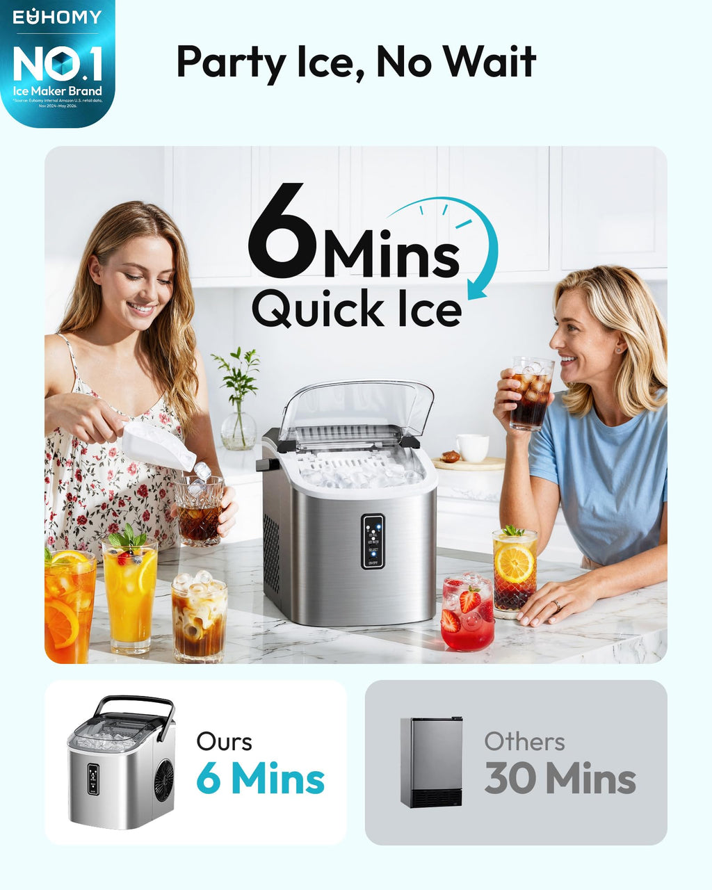Portable Countertop Ice Maker with Carry Handle and Scoop S285337