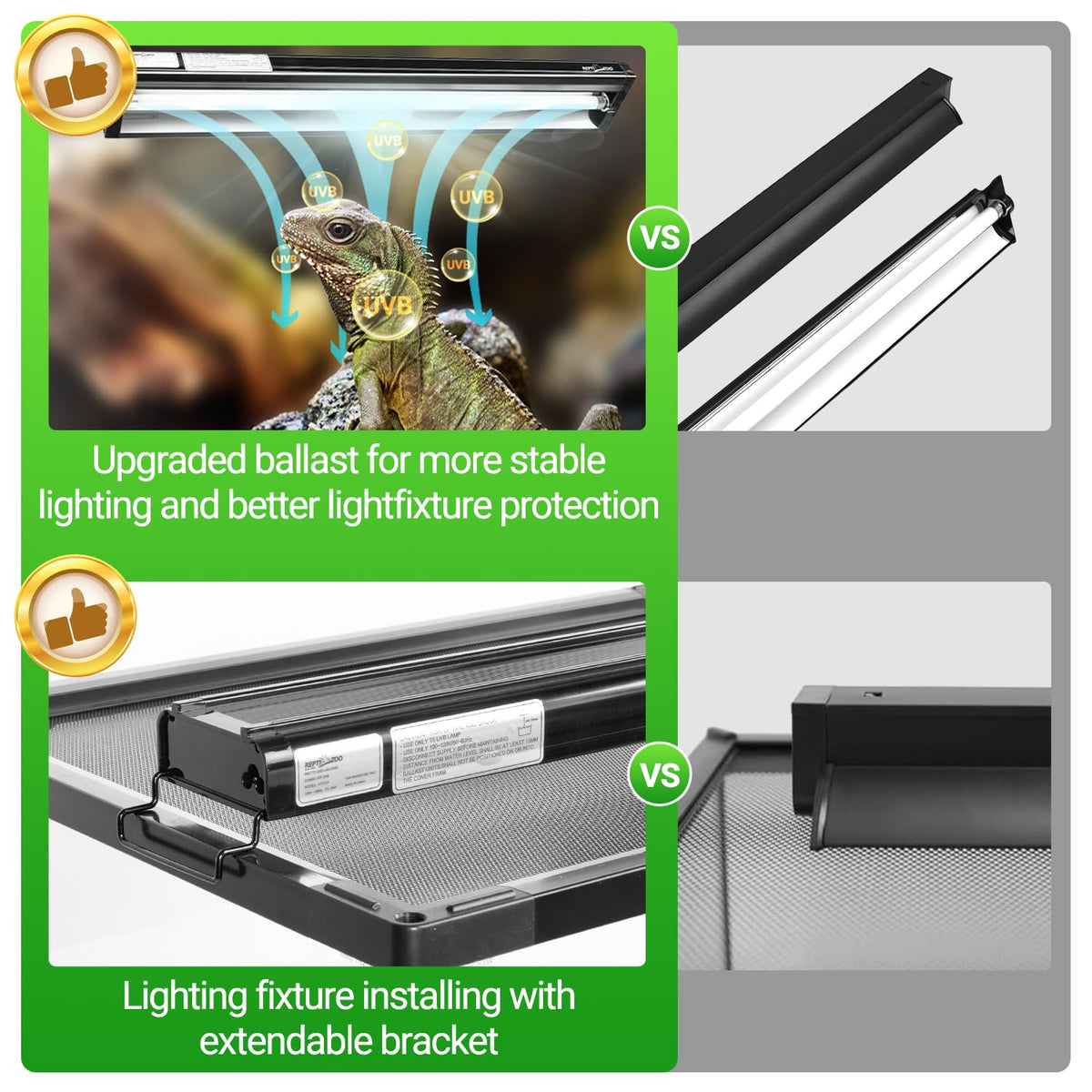 UVB Reptile Light T5 HO Combo Kit with 10.0 UVB Tube Bulb 24W-22Inch Y8887