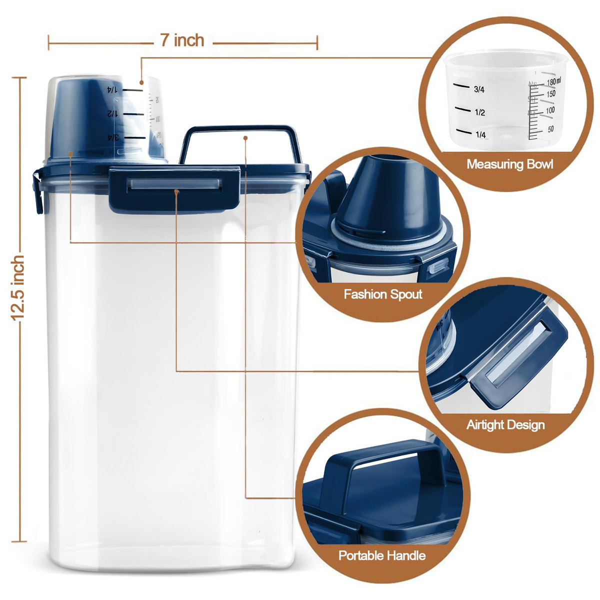Airtight Pet Food Storage Container with Measuring Cup Z904433