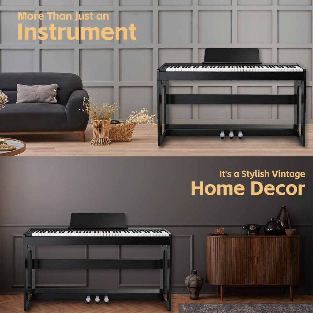 88 Key Weighted Digital Piano with Furniture Stand and Triple Pedal M787