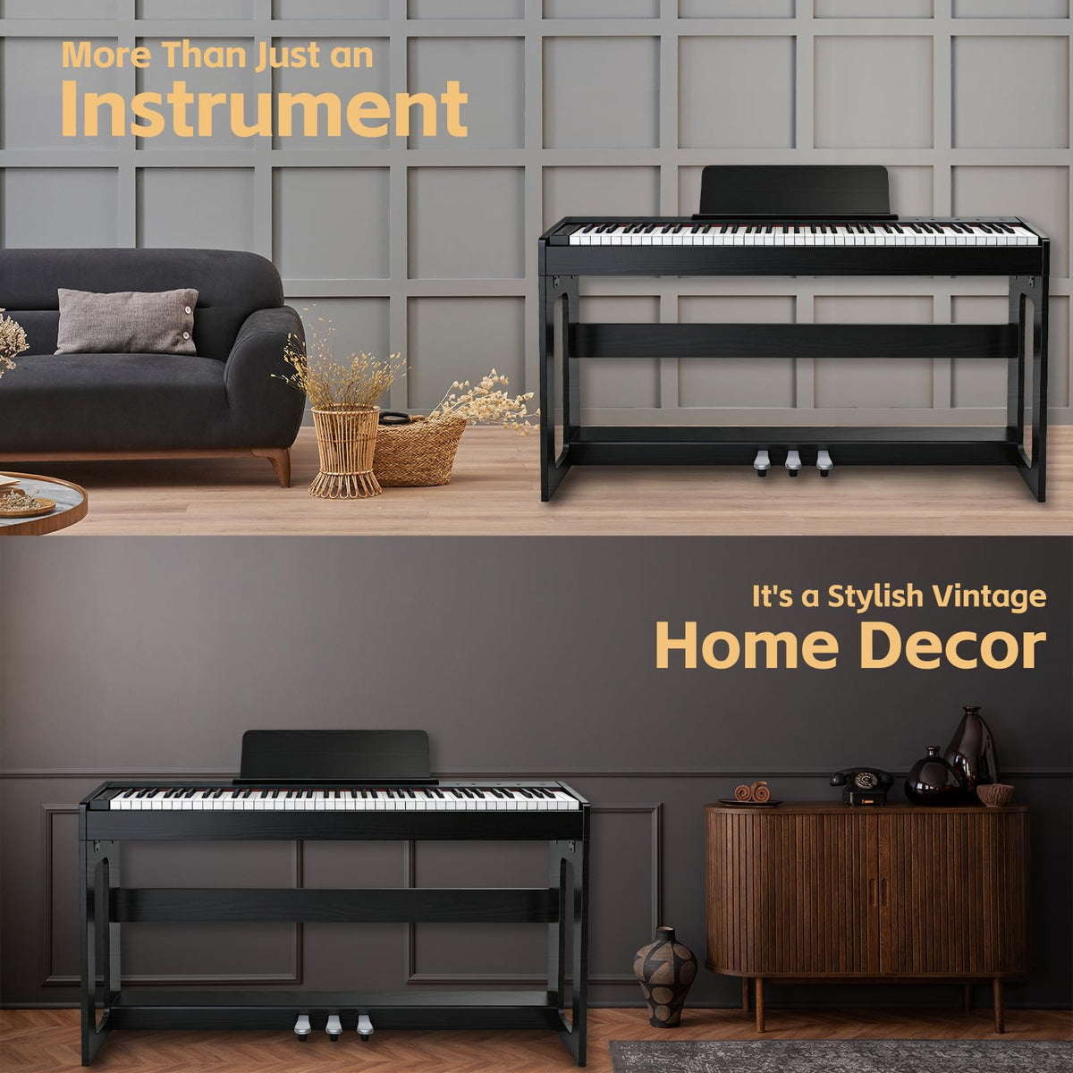 88 Key Weighted Digital Piano with Furniture Stand and Triple Pedal M787