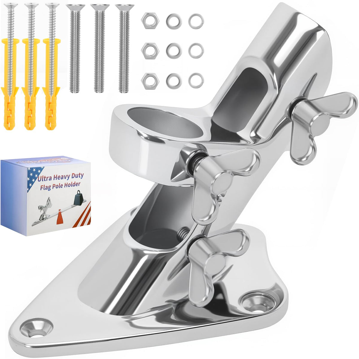 316 Stainless Steel Flag Pole Holder, 2 Position 1 in H3500