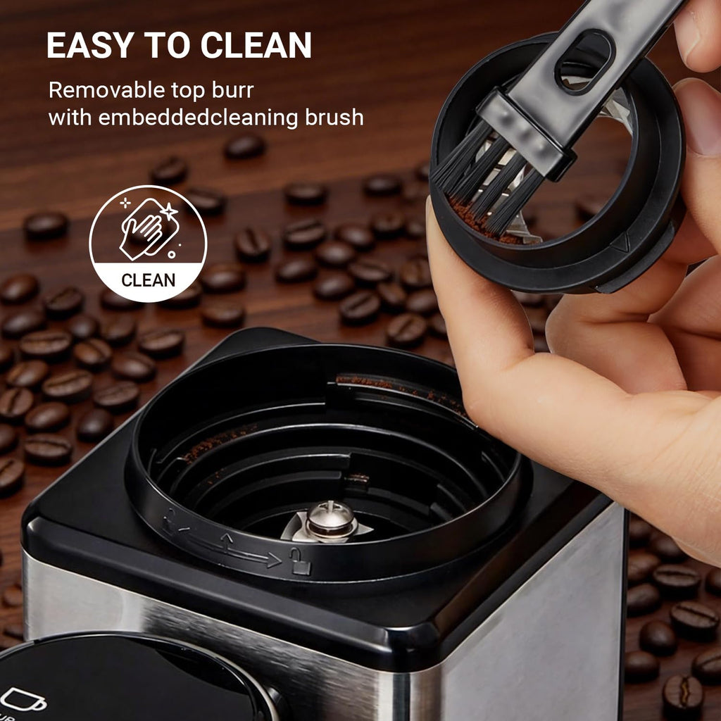 Conical Burr Coffee Bean Grinder, 25 Precise Settings, Anti-Static D8287
