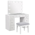 White Velvet 9-Drawer Vanity Table Set H7743