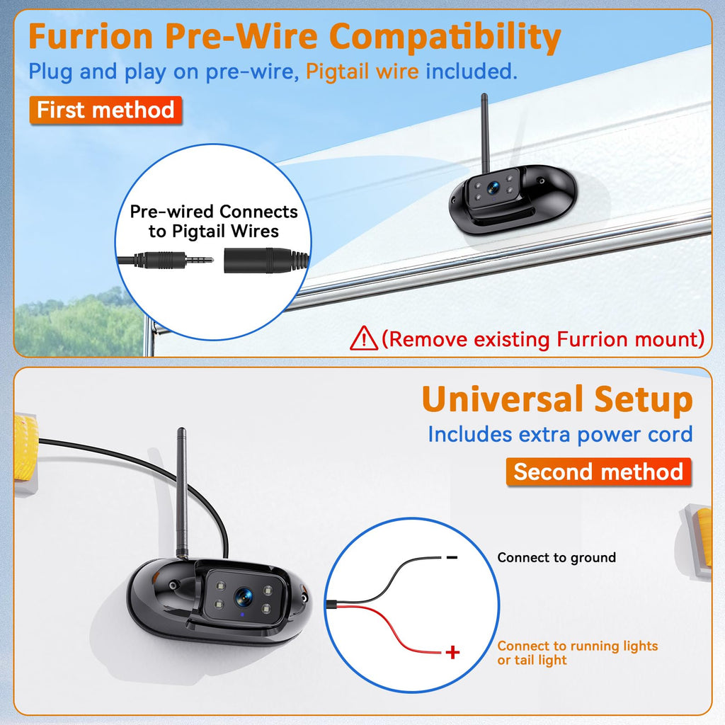 Wireless RV Backup Camera with 7" DVR Monitor H5338