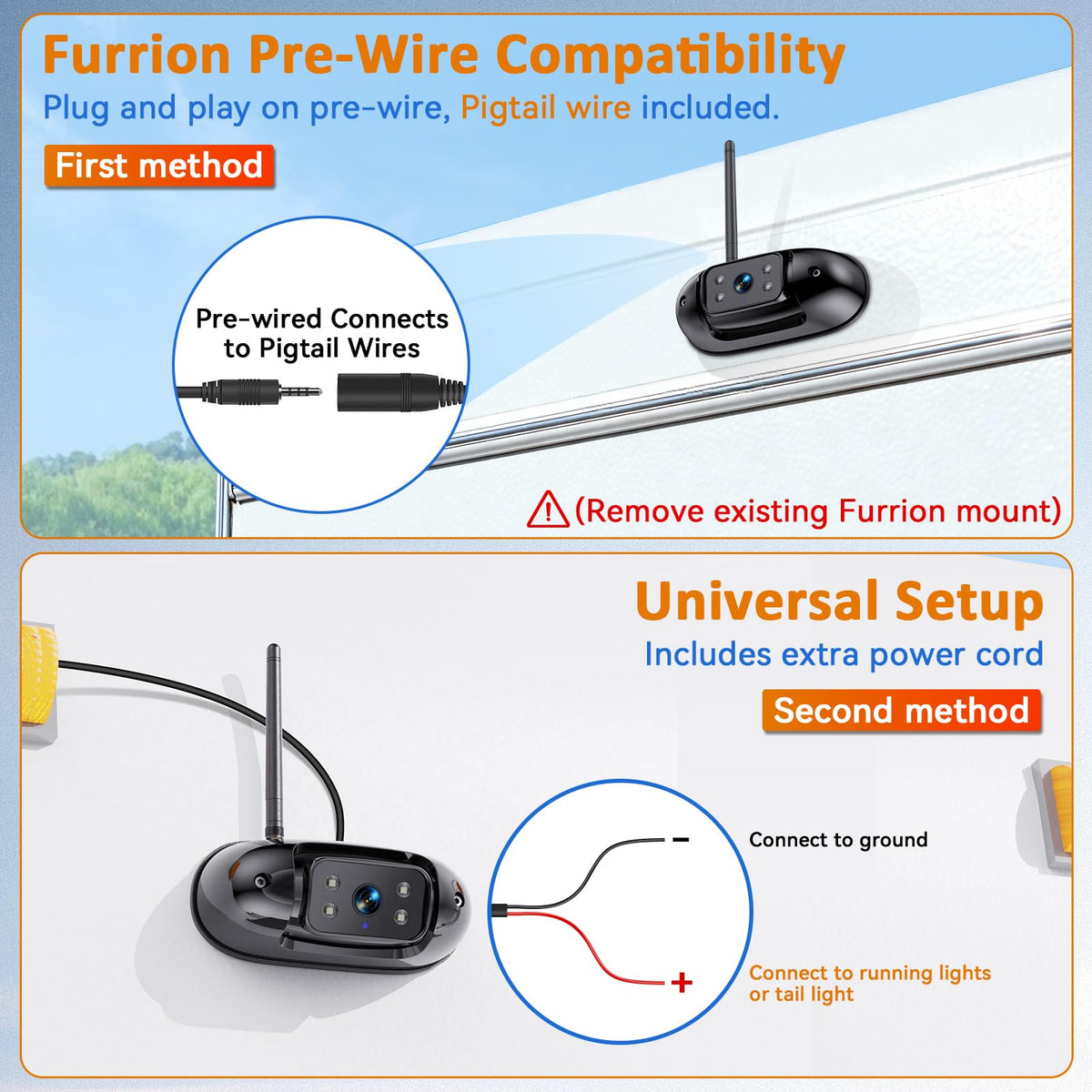 Wireless RV Backup Camera with 7" DVR Monitor H5338