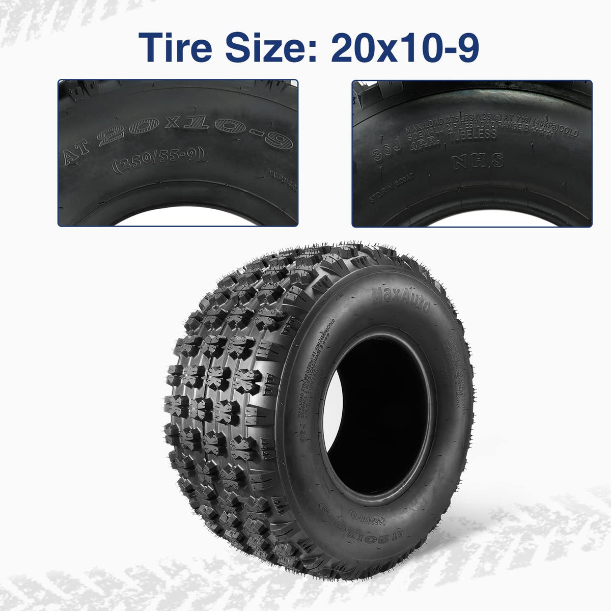 Set of 4 Sport ATV Tires 22x7-10 Front & 20x10-9 Rear 4PR H505