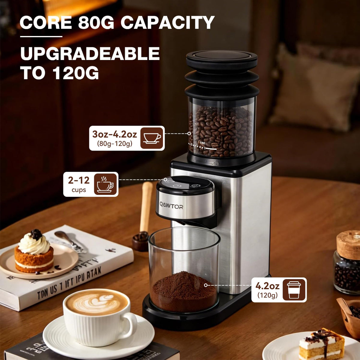 Conical Burr Coffee Bean Grinder, 25 Precise Settings, Anti-Static D8287