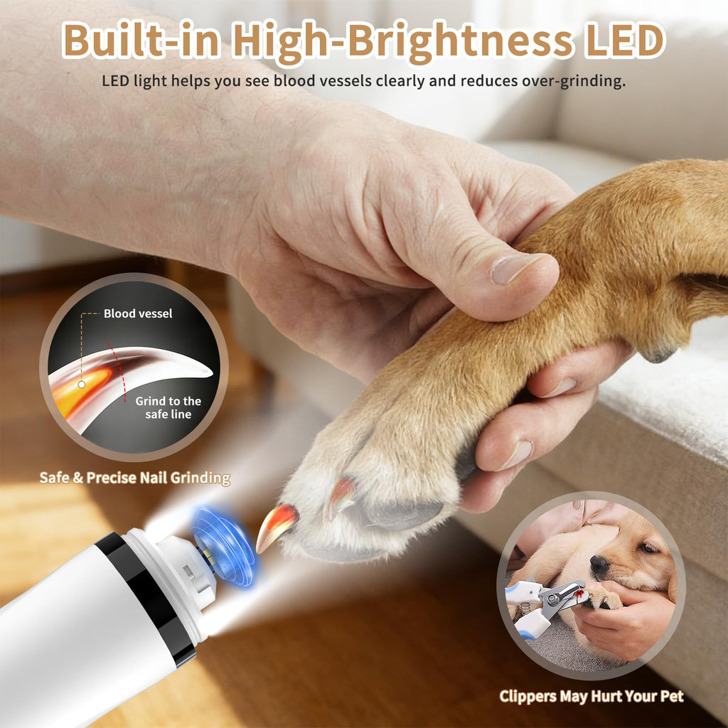 Quiet Dog Nail Grinder with Guard & 2 LED Lights L564