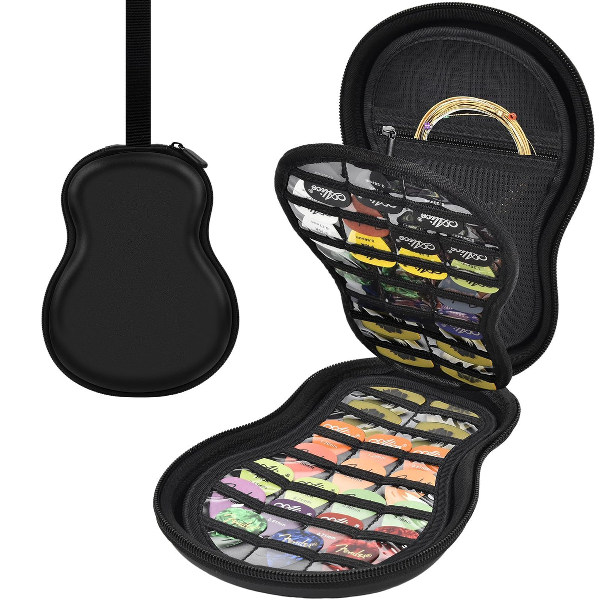 Guitar Pick Holder Case 63+ All Size Plectrums Storage Pouch N46987