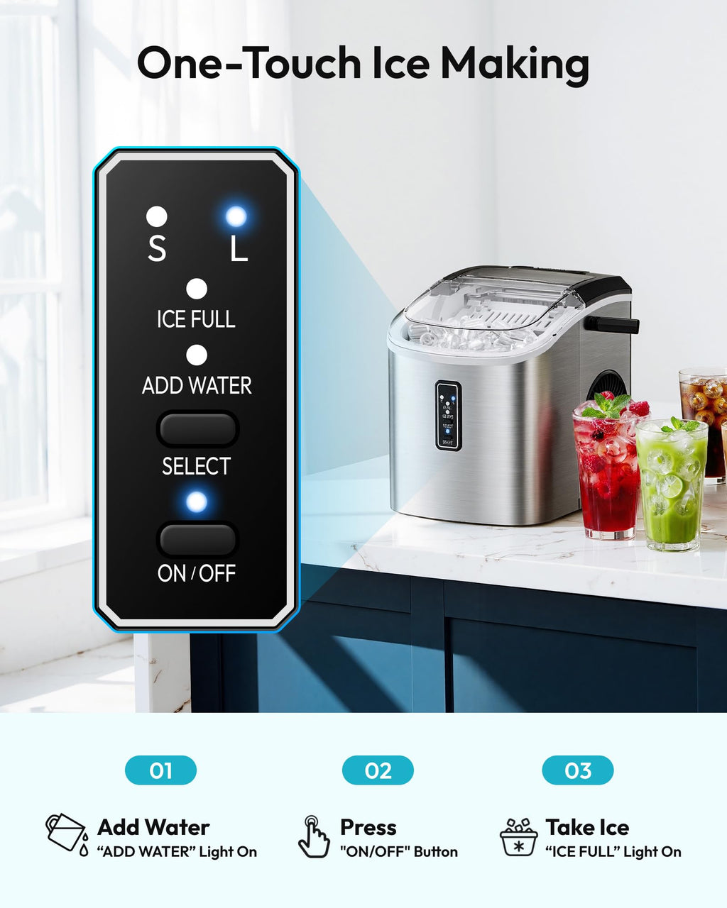Portable Countertop Ice Maker with Carry Handle and Scoop S285337
