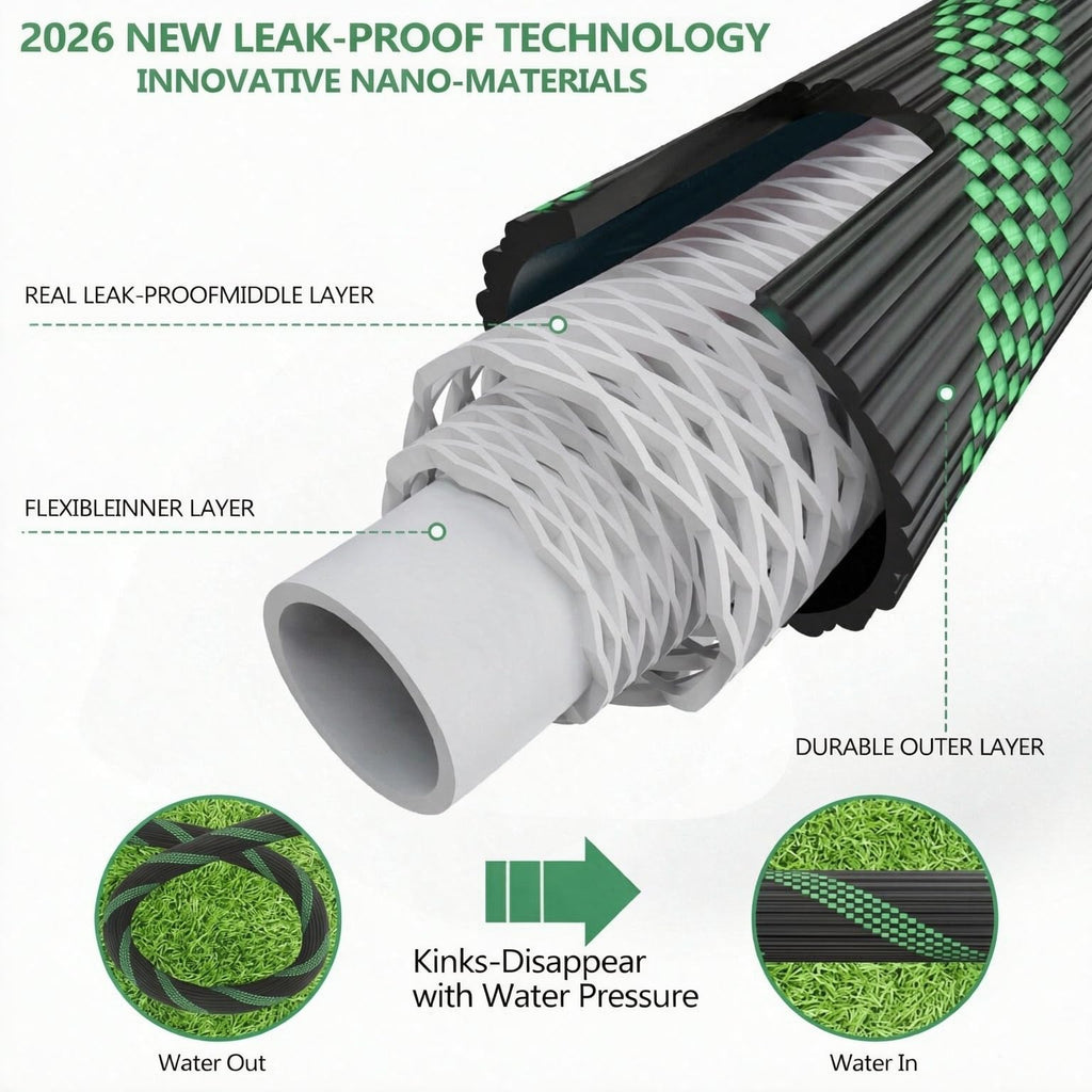 100FT Lightweight Garden Hose with 10-Pattern Nozzle V79083