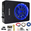 1200W 10" Slim Under Seat Powered Car Subwoofer with Blue LED Light U79548