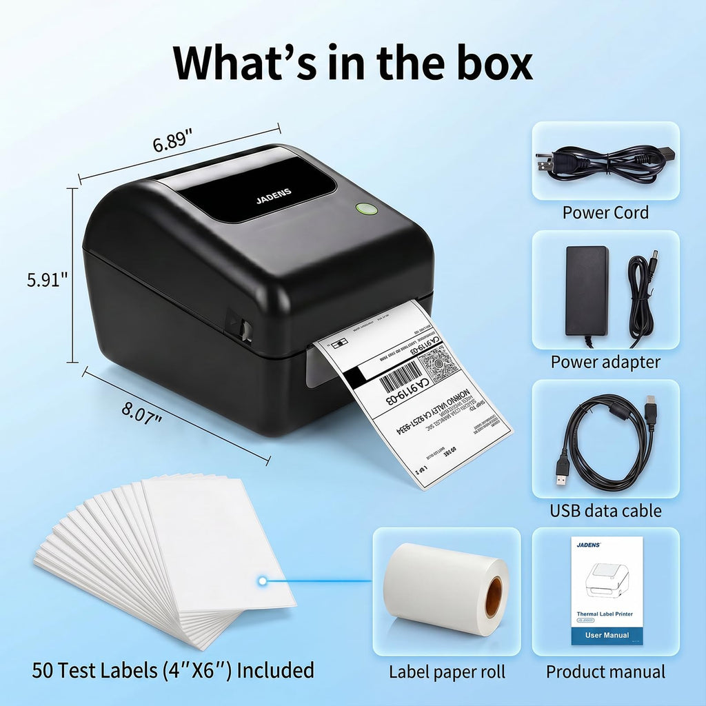 Bluetooth Thermal Shipping Label Printer with Built-in Label Bin, Wireless 4x6, Black U572