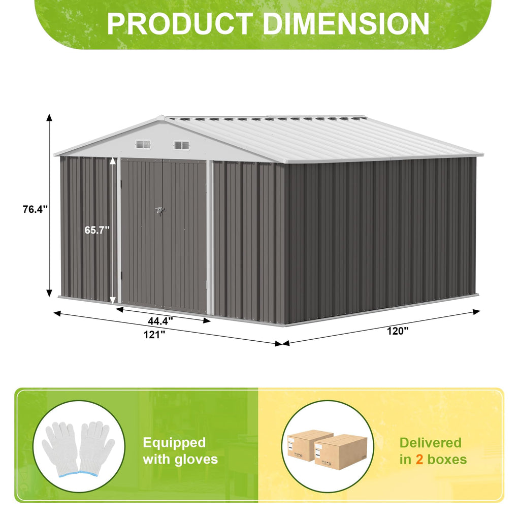 10x10 FT Grey Outdoor Storage Shed Q787