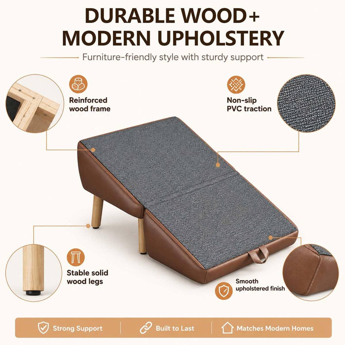 16" H Foldable Wooden Pet Stairs R61958