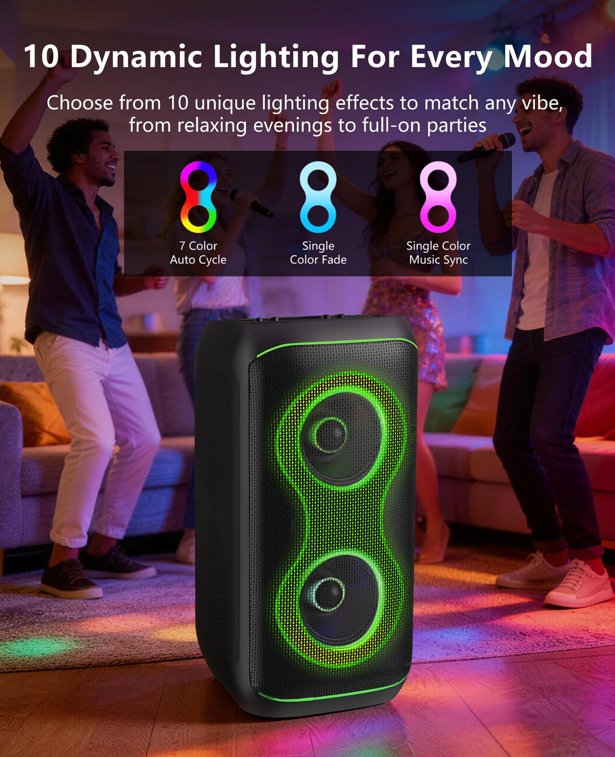 500W Karaoke Machine with 2 Wireless Microphones and Dual 6.5'' Subwoofers B539032