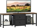 Rustic Brown and Black TV Stand with 2 Fabric Drawer K952068