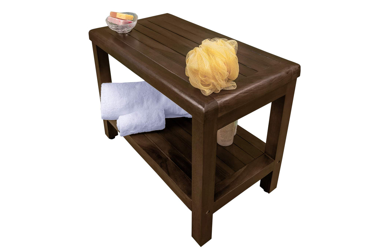 24" Teak Shower Bench with Shelf Z755680