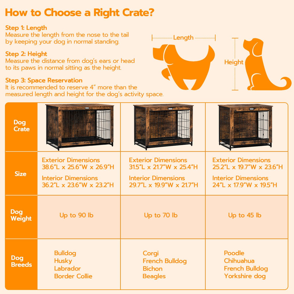38.6" Wooden Dog Crate Furniture with Pull-Out Tray O43907