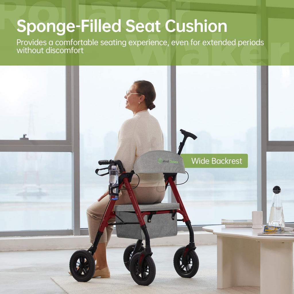 Light Red All Terrain Rollator Walker E9473