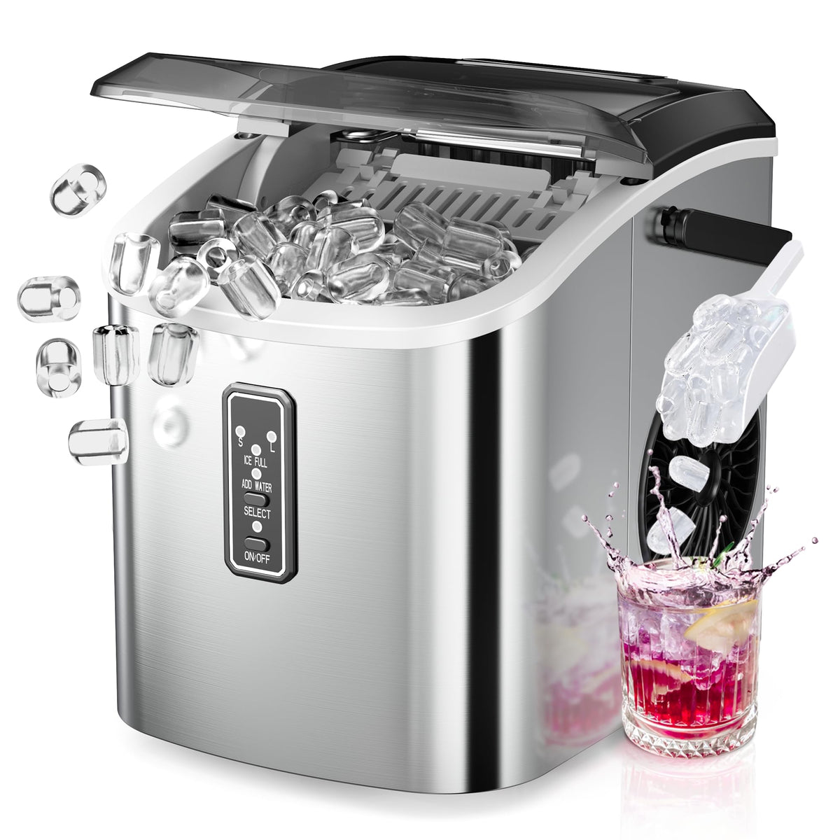 Portable Countertop Ice Maker with Carry Handle and Scoop S285337