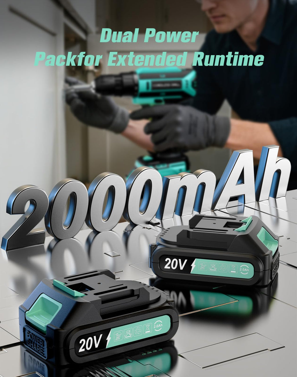 20V MAX Cordless Drill Set with 2 Batteries & Charger Z41319