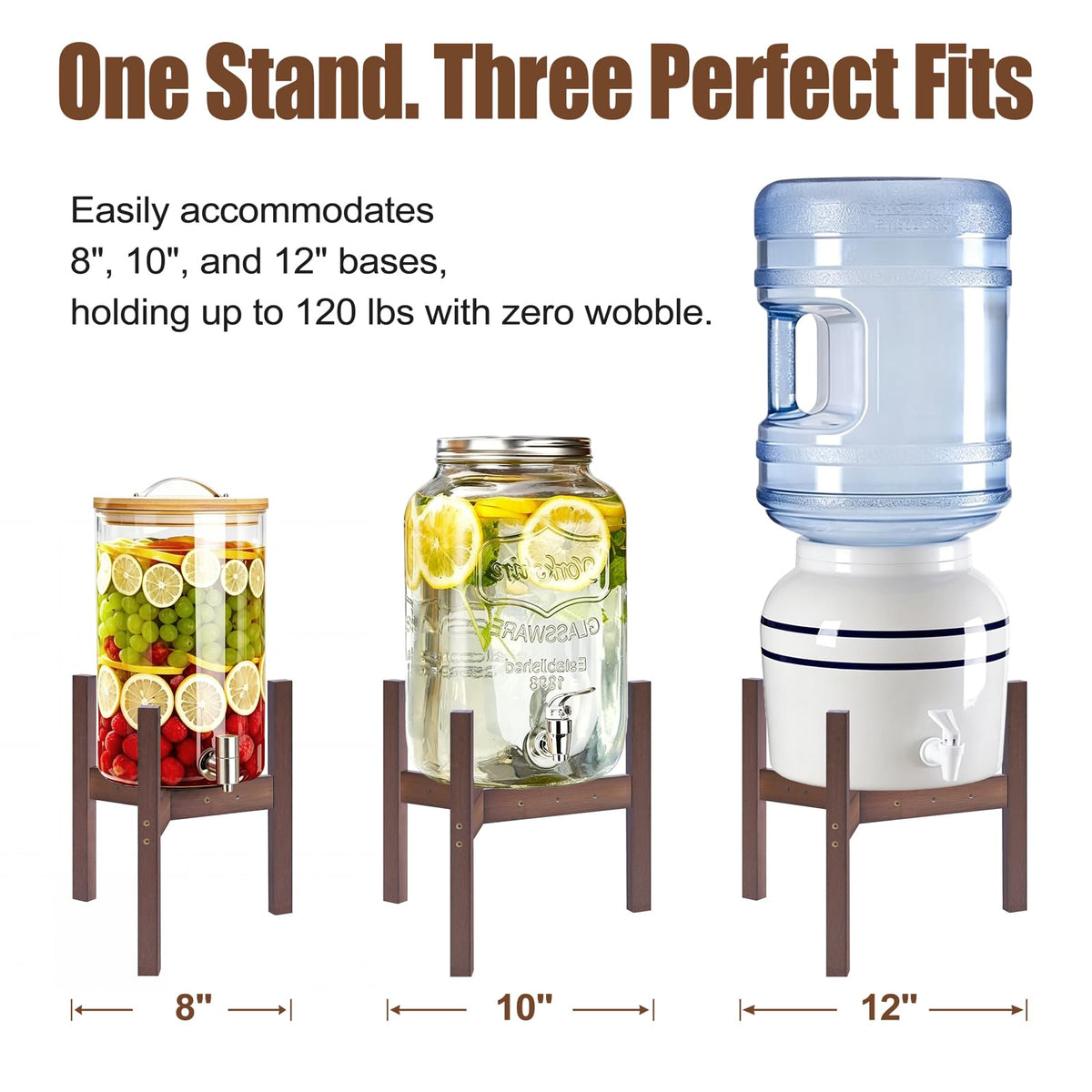 Adjustable Bamboo Drink Dispenser Stand for 2-5 Gallon S2807