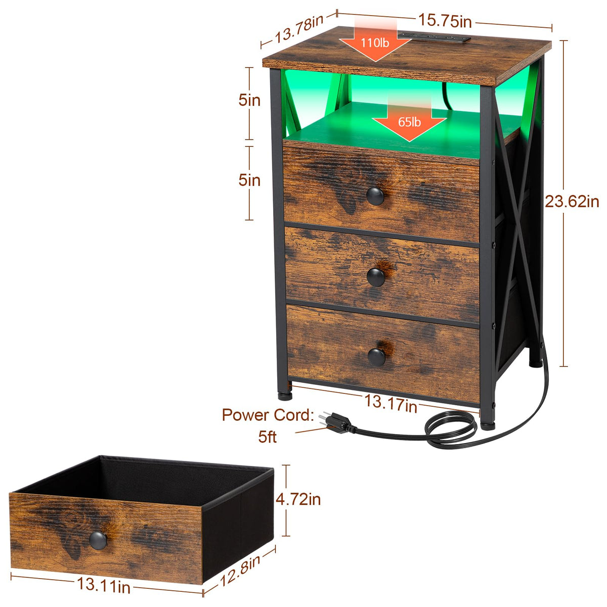 Nightstands Set of 2 with Charging Station X406