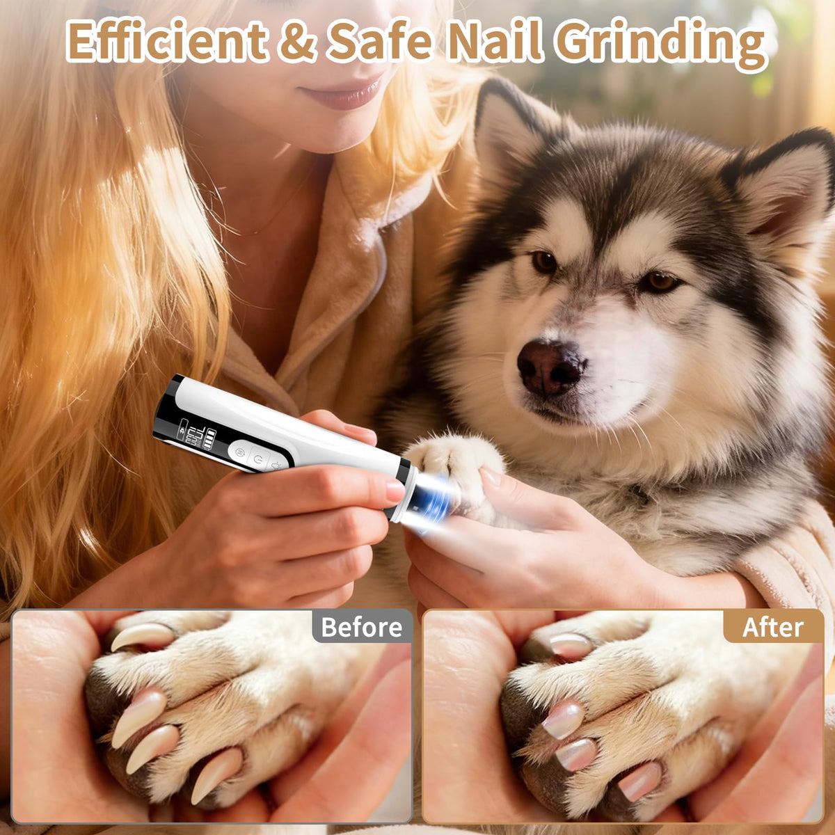Quiet Dog Nail Grinder with Guard & 2 LED Lights L564
