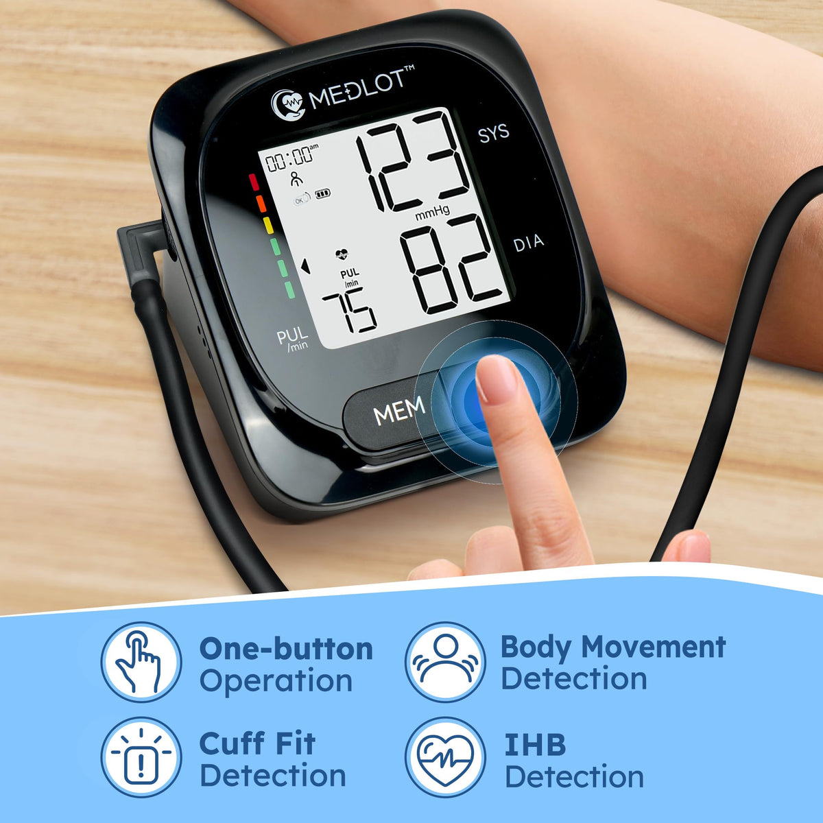 Automatic Upper Arm Blood Pressure Monitor with Adapter and Storage Bag P87733