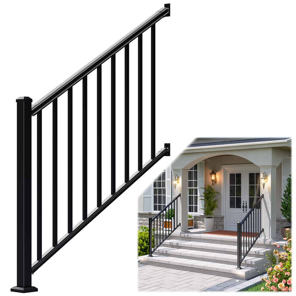 Aluminum Stair Railing Kit, 42 in x 4 ft Black T9391