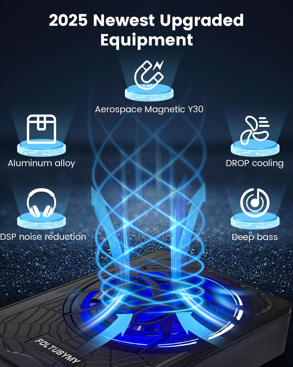 1200W 10" Slim Under Seat Powered Car Subwoofer with Blue LED Light U79548