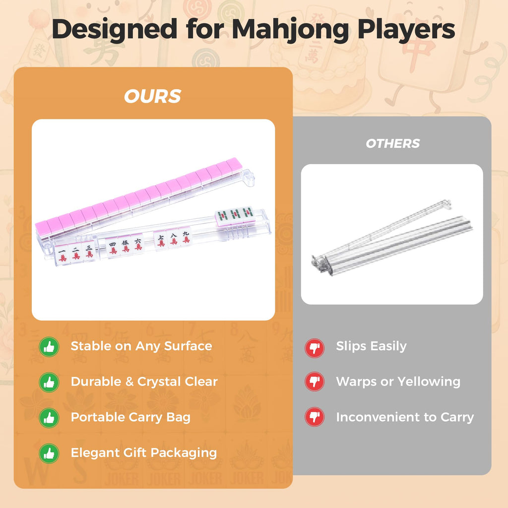Clear Acrylic Mahjong Racks with Pushers, 4-Pack H570