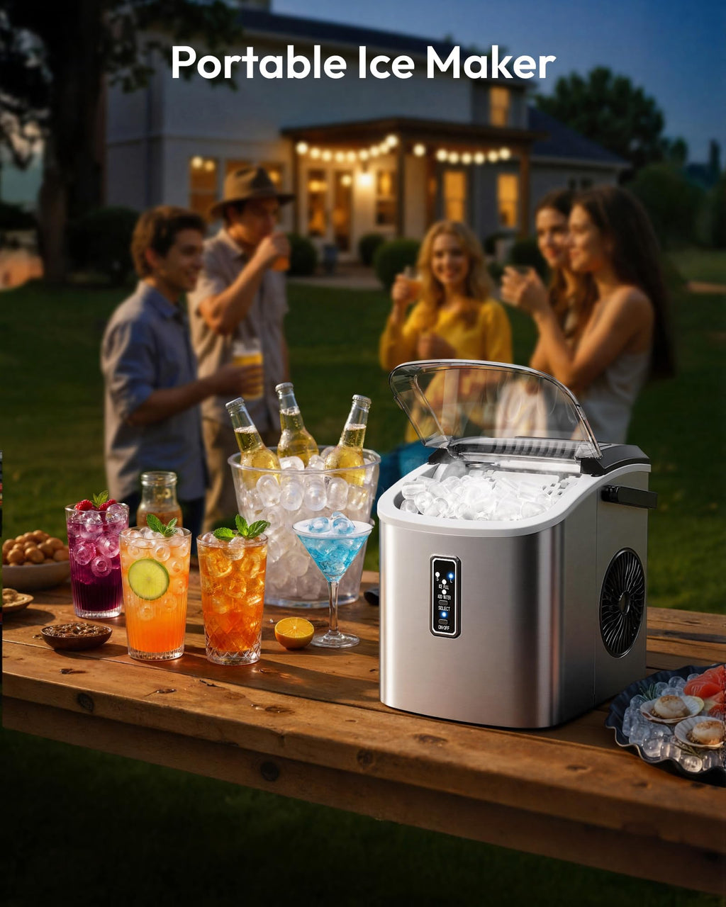 Portable Countertop Ice Maker with Carry Handle and Scoop S285337