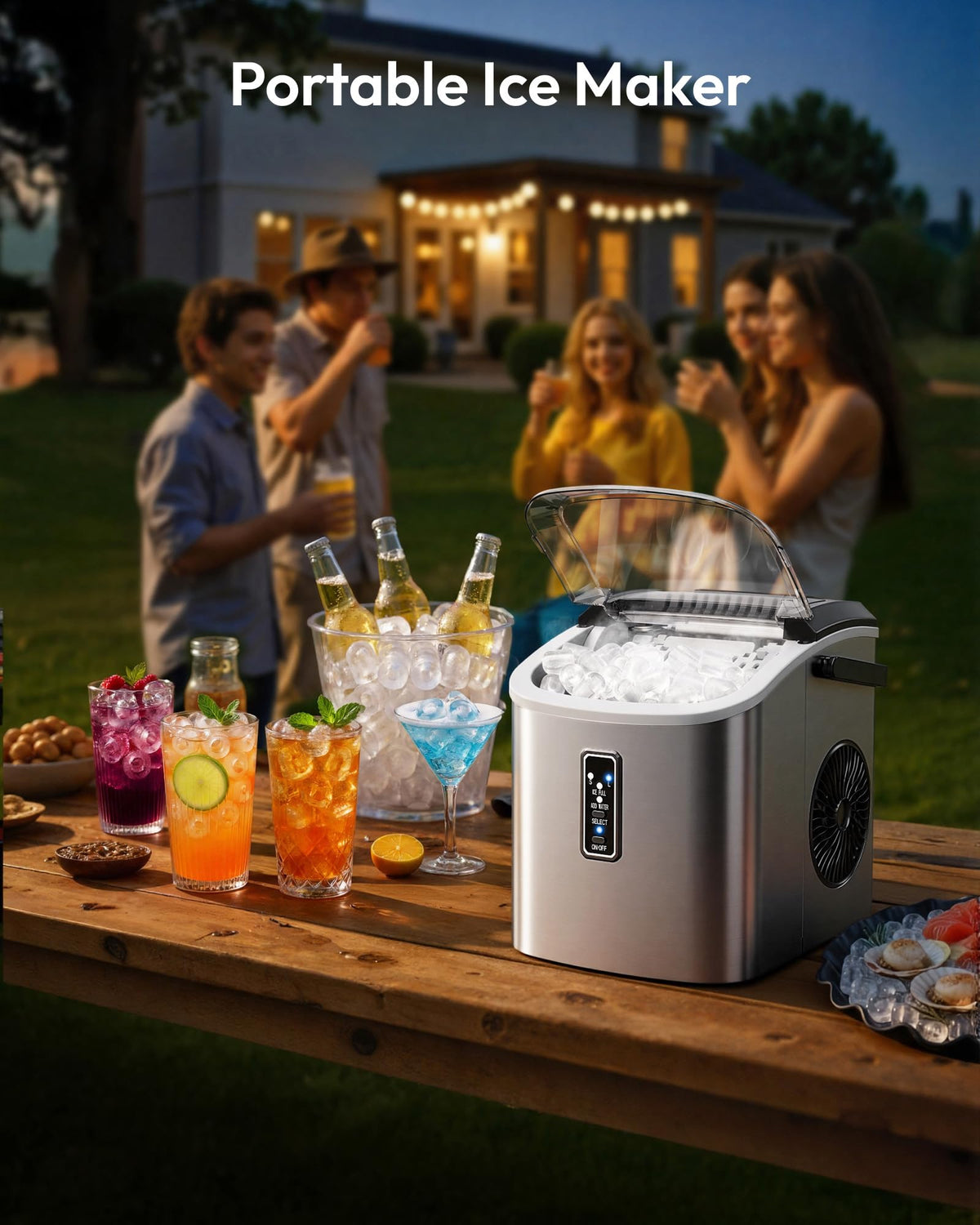 Portable Countertop Ice Maker with Carry Handle and Scoop S285337