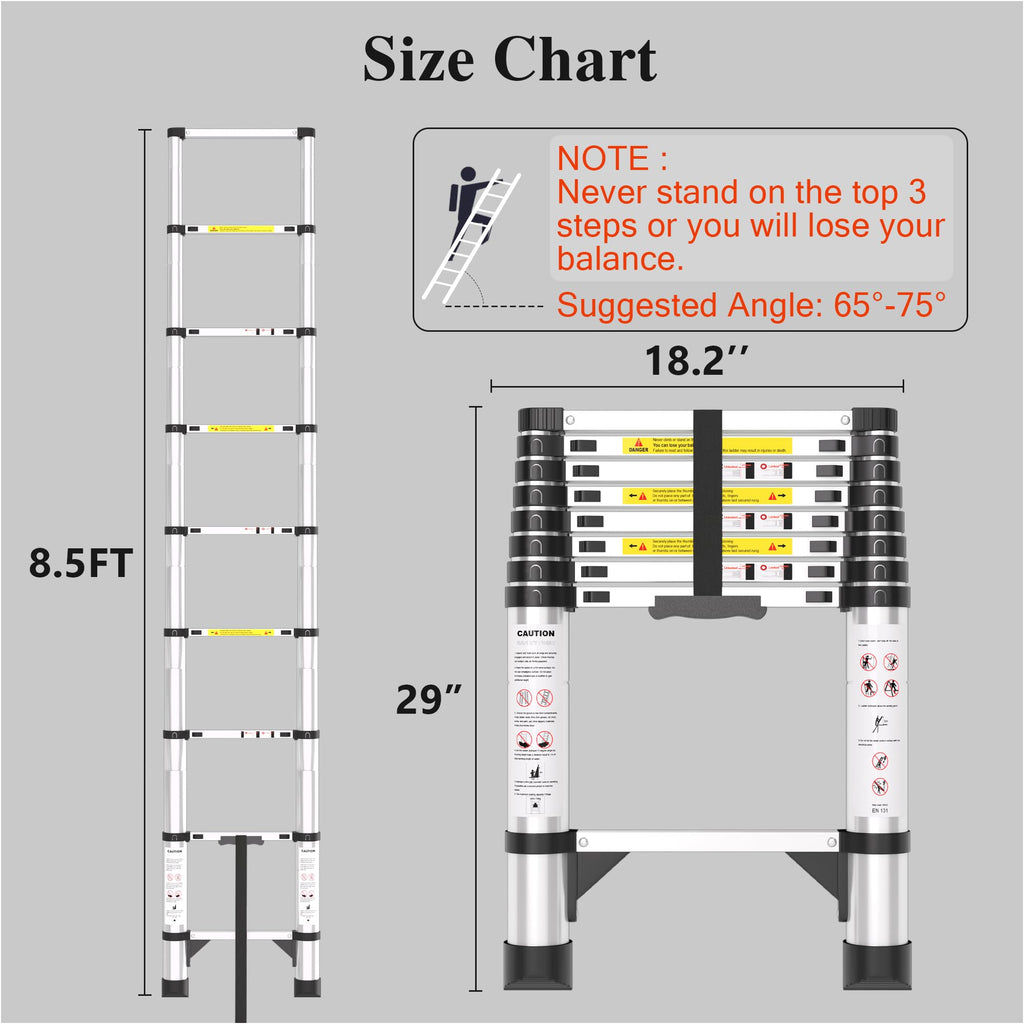 8.5 FT Aluminum Telescoping Ladder X349