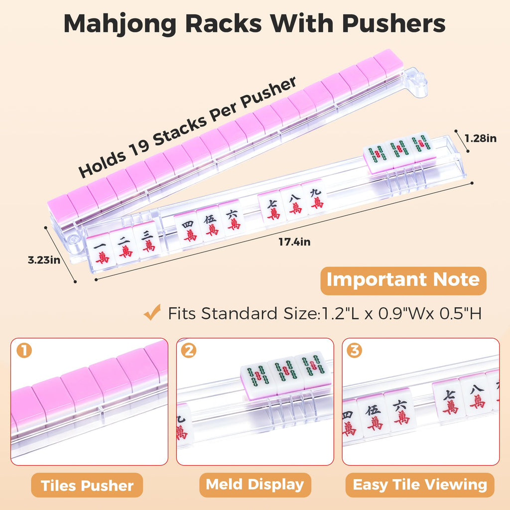 Clear Acrylic Mahjong Racks with Pushers, 4-Pack H570