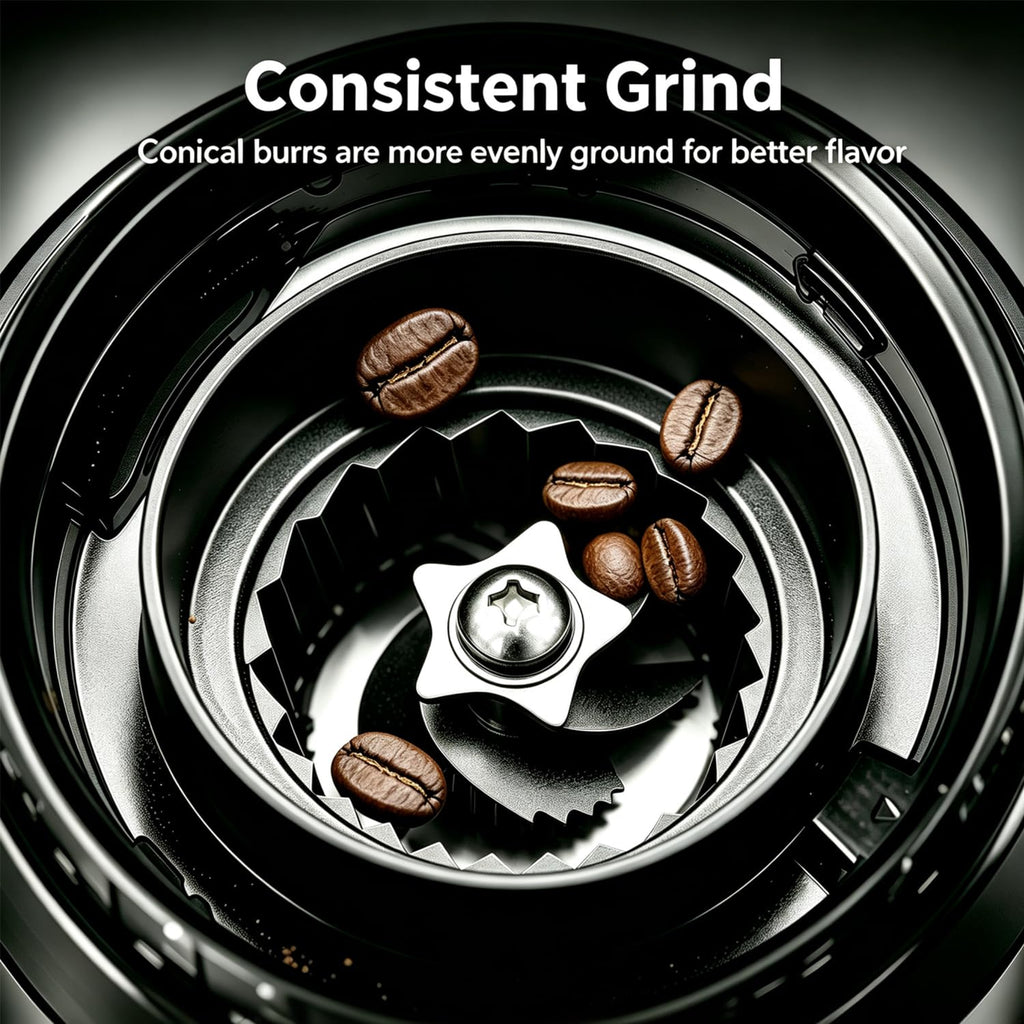 Conical Burr Coffee Bean Grinder, 25 Precise Settings, Anti-Static D8287