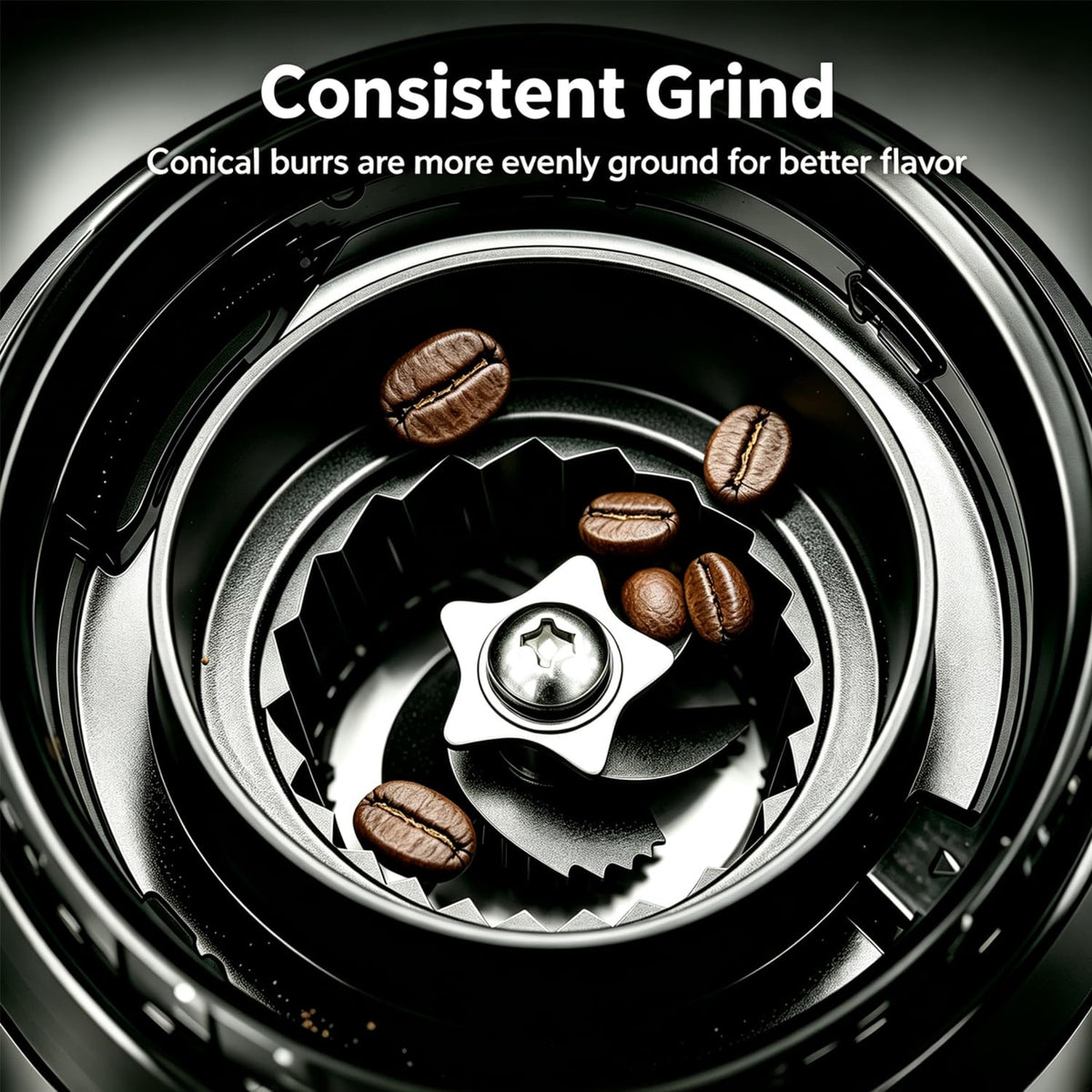Conical Burr Coffee Bean Grinder, 25 Precise Settings, Anti-Static D8287