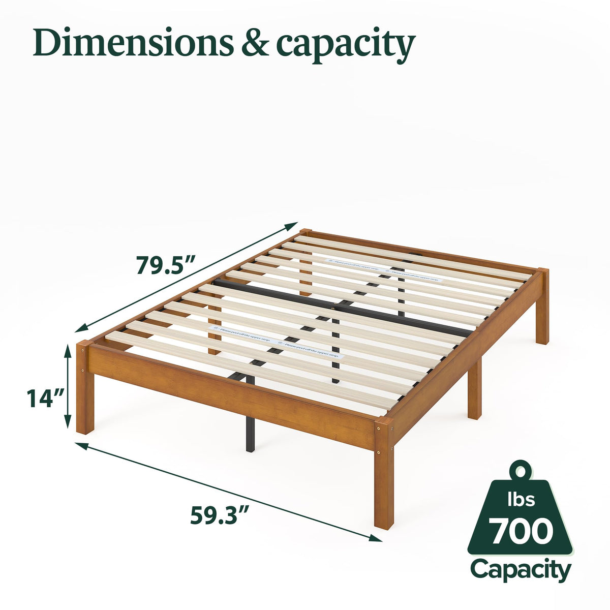 14 Inch Bamboo Platform Bed Frame, Queen Y456475
