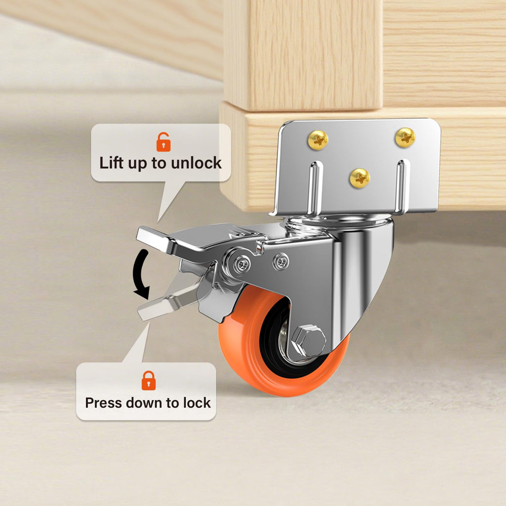 2" L-Shaped Swivel Caster Wheels Set of 4 W83144