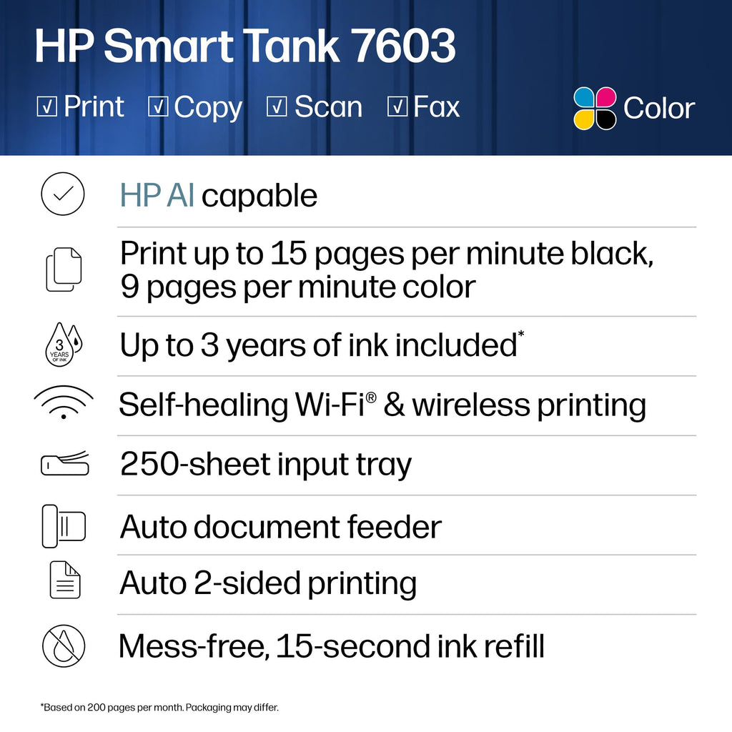 Wireless All-in-One Ink Tank Printer, Scanner, Fax, Copier G180